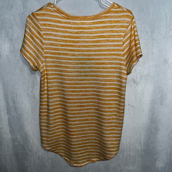 Market & Spruce Yellow Striped Short Sleeve Shirt New XS - Picture 2 of 6